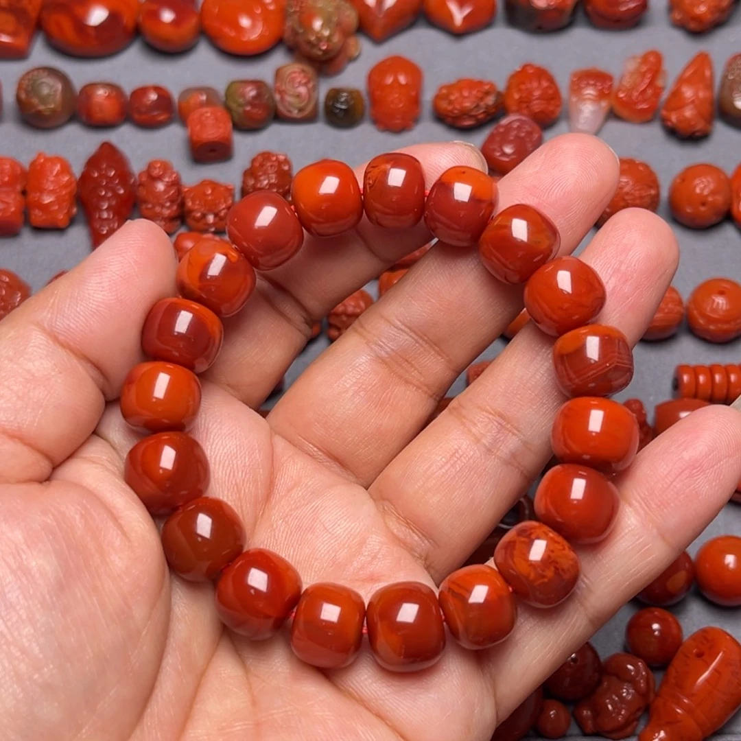 南红玛瑙配饰未镶嵌火焰纹老型手串卡11.6mm