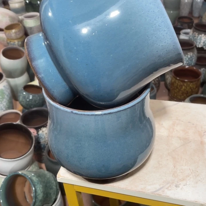 紫砂花盆口径19高度20两只正品