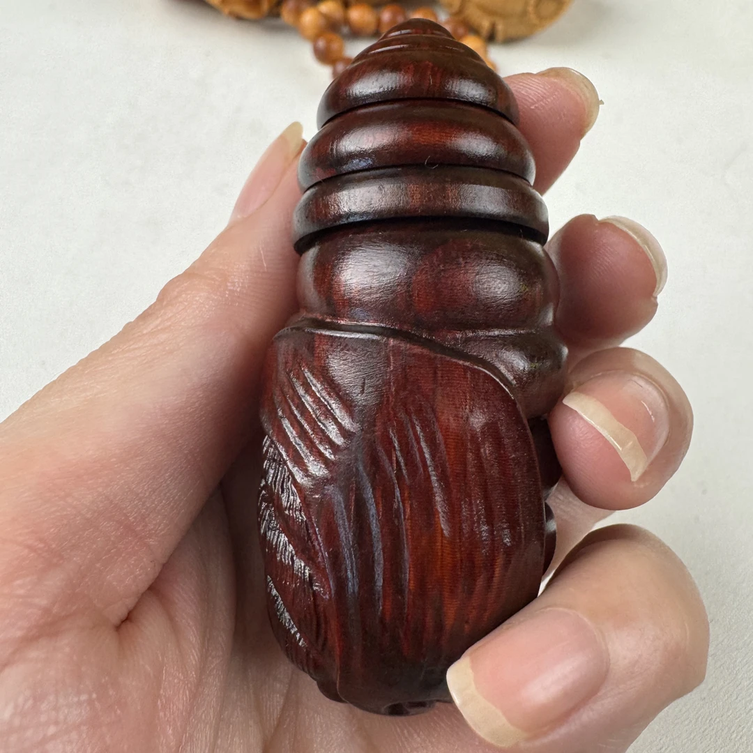 紫檀木雕蚕蛹东南西北儿时回忆手把件高油高密手工雕刻可盘玩