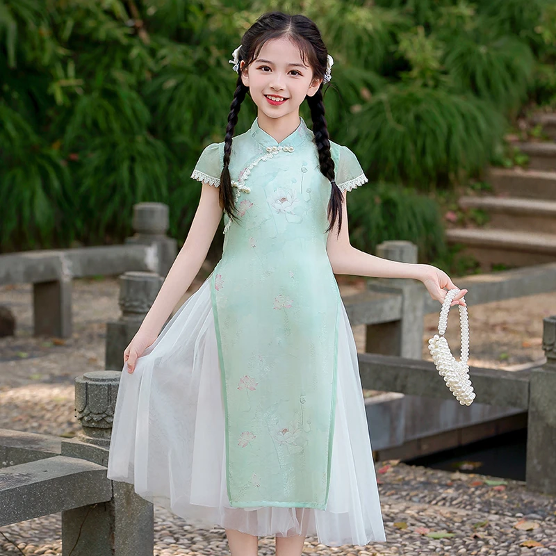 女童连衣裙2025夏季新款女孩公主裙大童裙子夏装旗袍裙5278301166