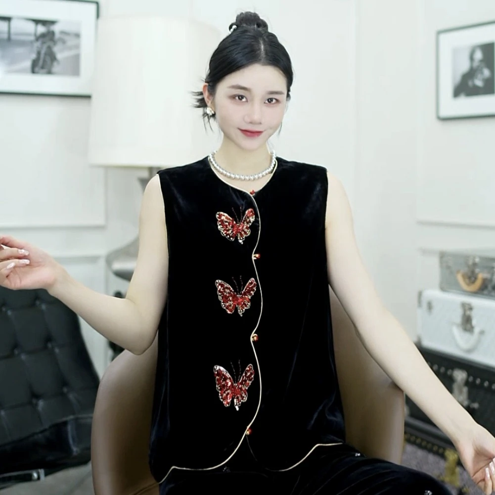 Betty Bairn【匠心/庄生】高定系列绒面刺绣马甲25B-BW767