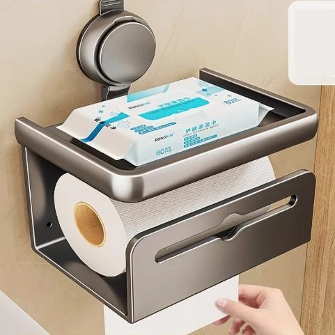 【卫生间吸盘纸巾盒】洗手间浴室免打孔厕卷纸置物架壁挂抽纸厕纸盒