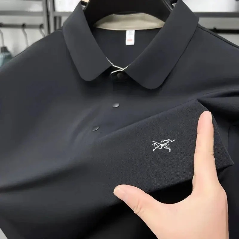 奥莱折扣刺绣款半袖POLO衫2025夏季新款商务休闲垂感短袖t恤男士