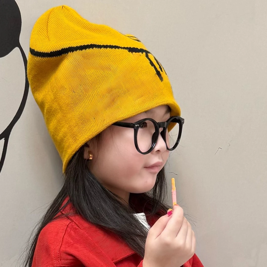 大金定制欧若风其他宝宝黄色小鸟字母提花针织帽