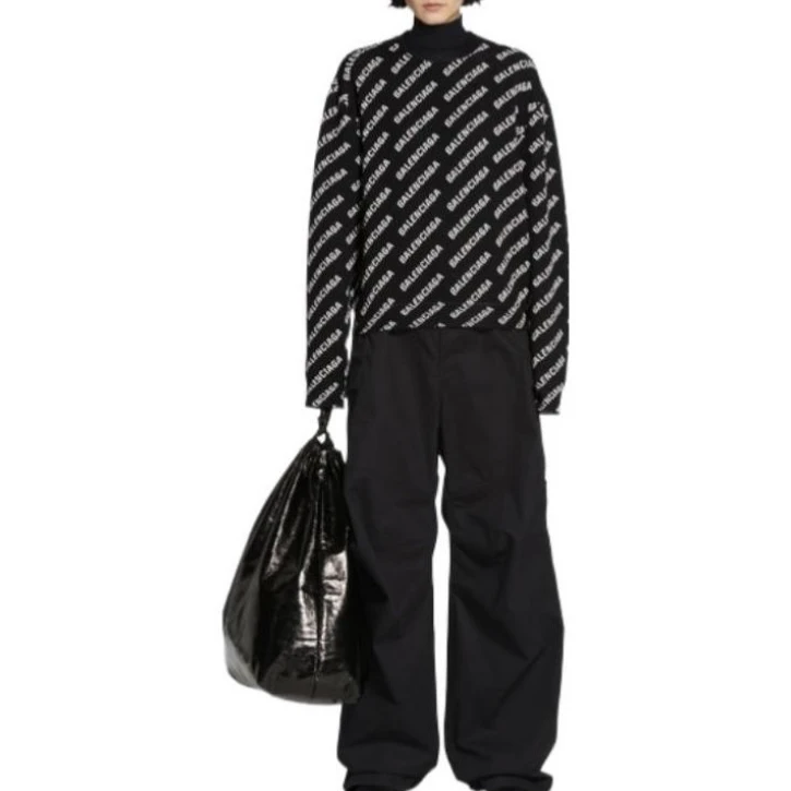 95新 Balenciaga/巴黎世家 7806/黑色针织衫/XS码/98新/无领标