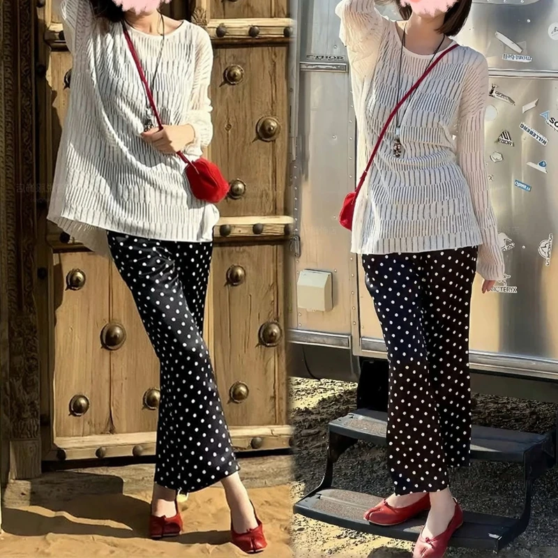 2025夏季新款超火舒适高级感时尚潮流上衣百搭波点长裤两件套