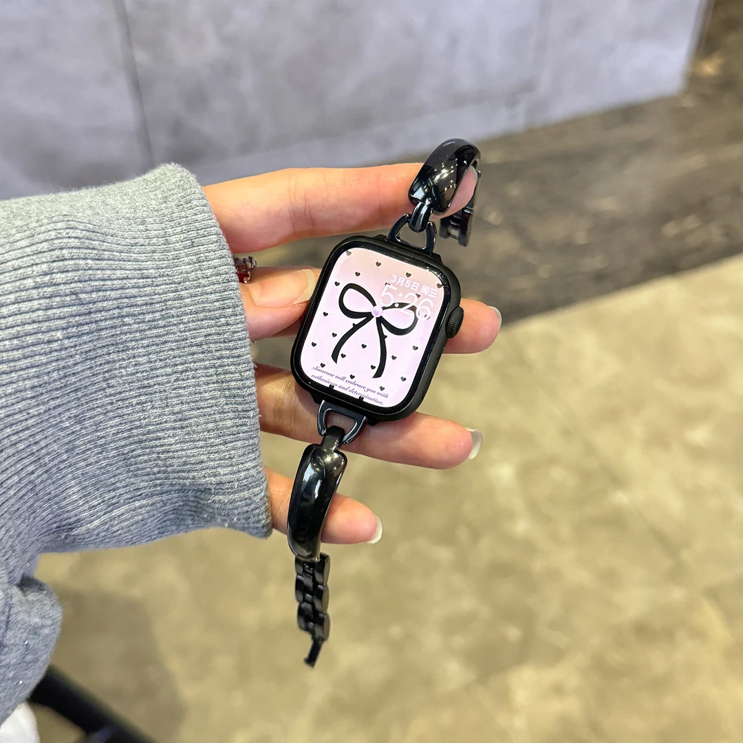 简约手镯式金属表带适用iwatchS10手表applewatch苹果手表se98765