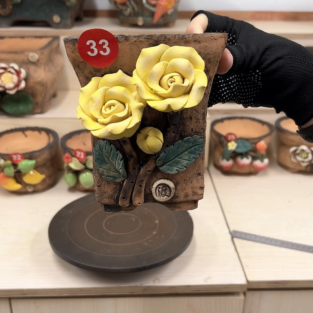 紫砂花盆33号内口9.5外高15