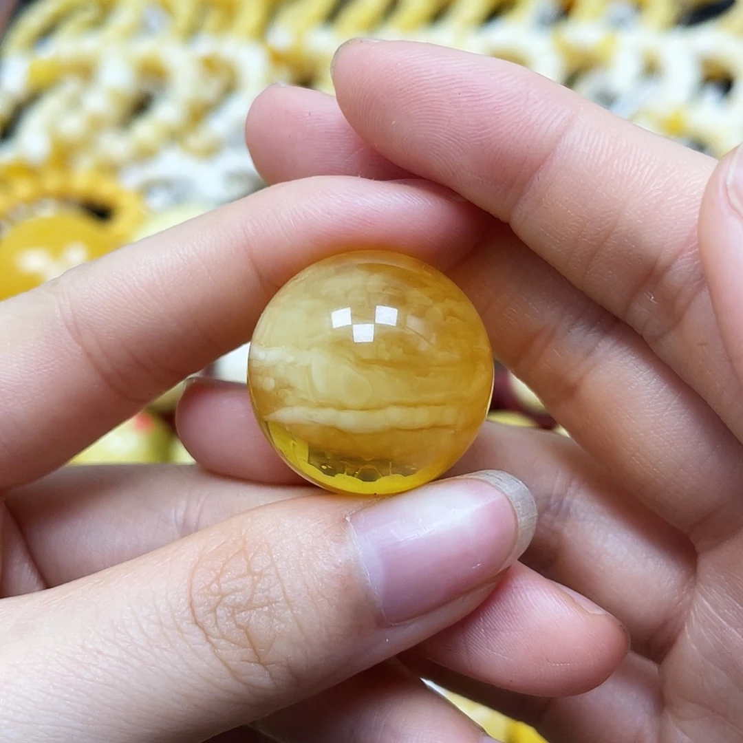 未镶嵌蜜蜡裸石圆珠23.7mm瑕