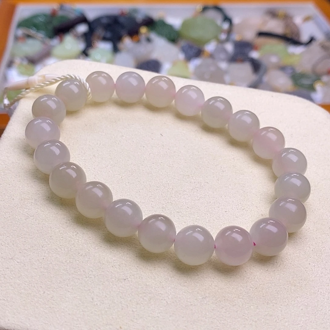 和田玉熟藕粉老矿料羊脂级圆珠手串10m未镶嵌