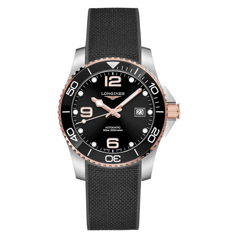 99新 Longines/浪琴 康卡斯781/全套/镀金黑盘胶带/表径41mm/男士