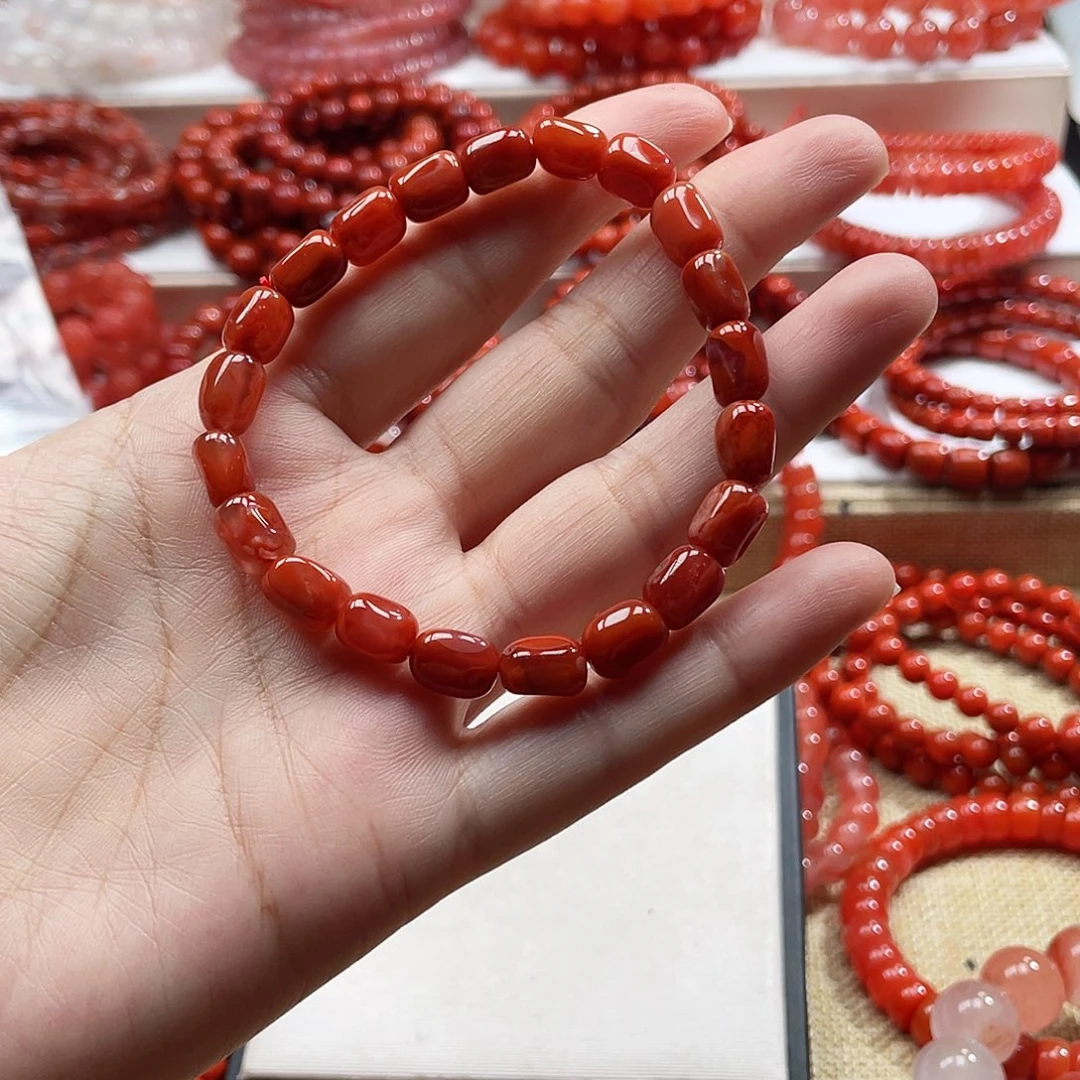 ****盼南红玛瑙未镶嵌手链