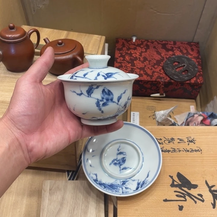 玩玉青花三才盖碗