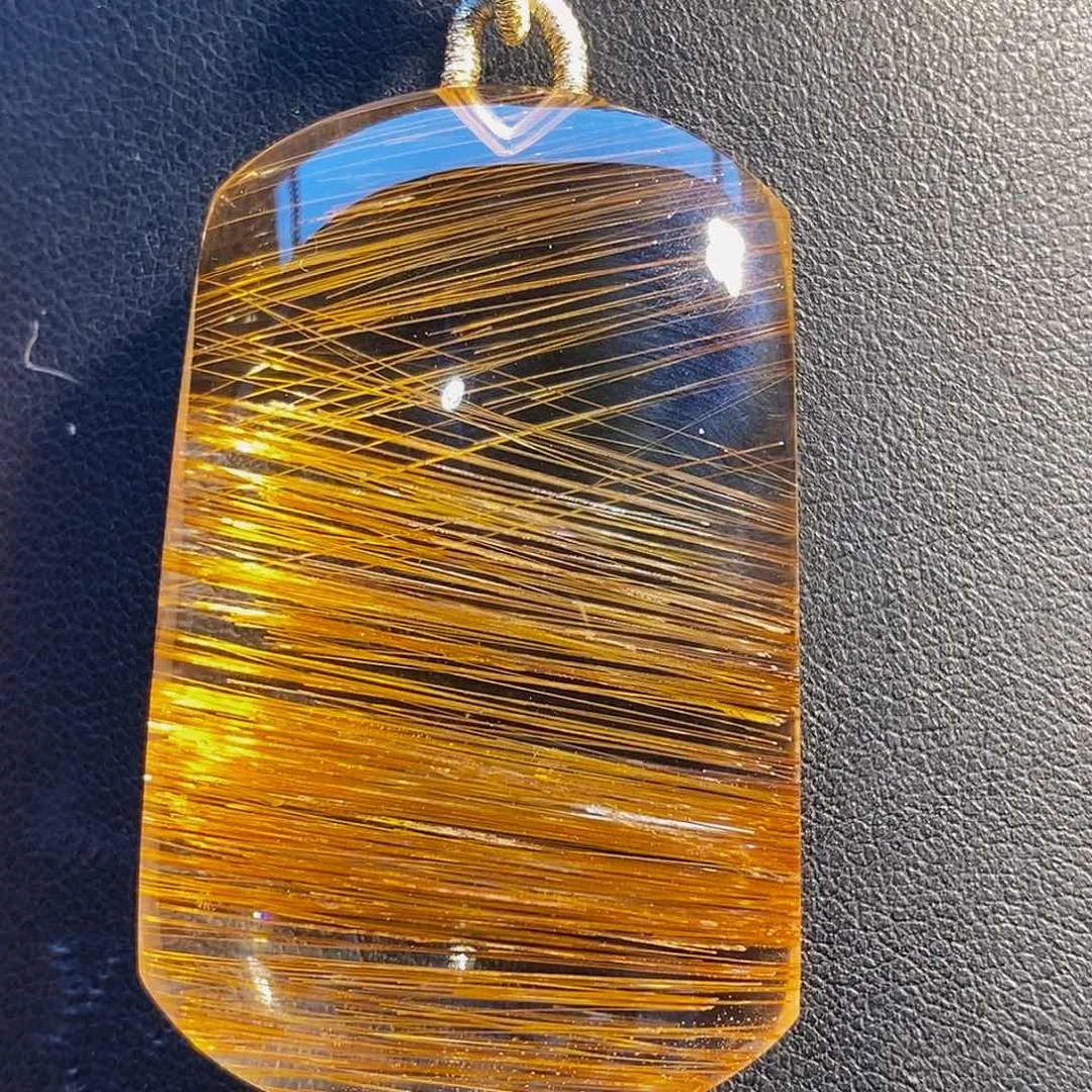 未镶嵌颈饰水晶天然全净体顺铜发晶无事牌