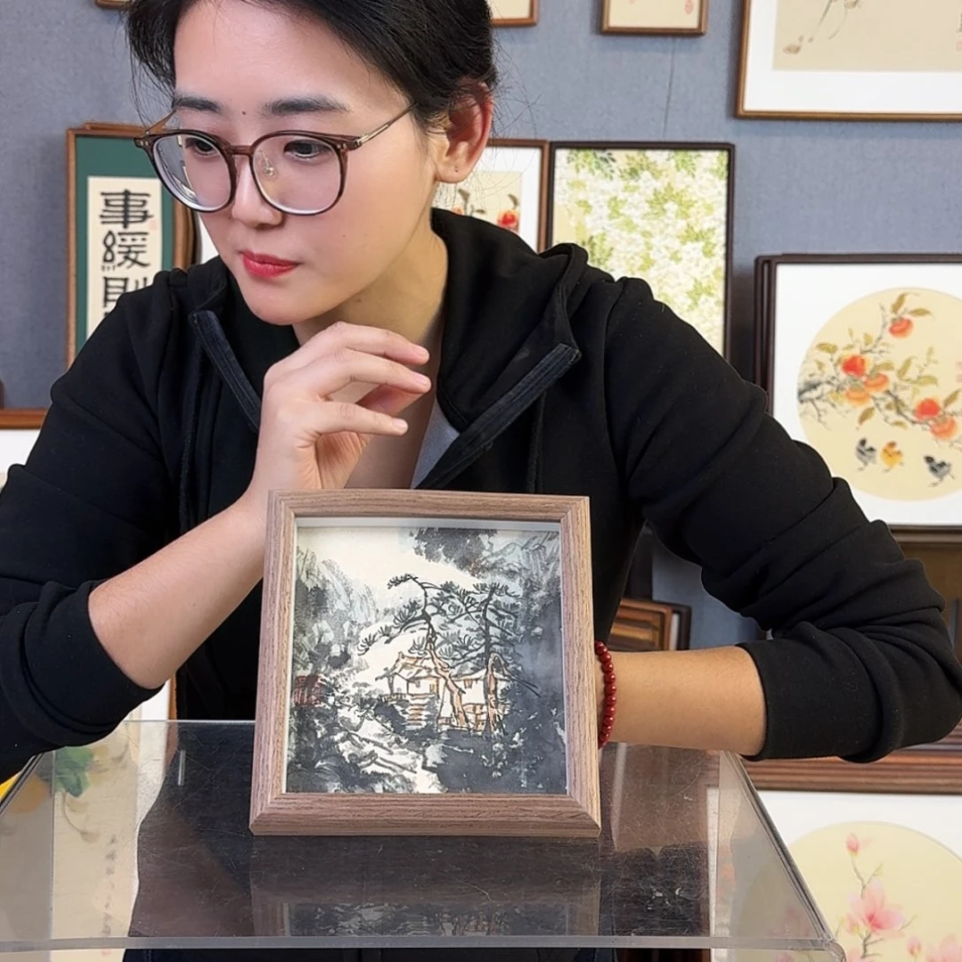 国画手绘带框尺寸：15*15