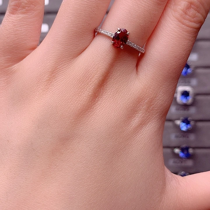 红宝石戒指银S925镶嵌