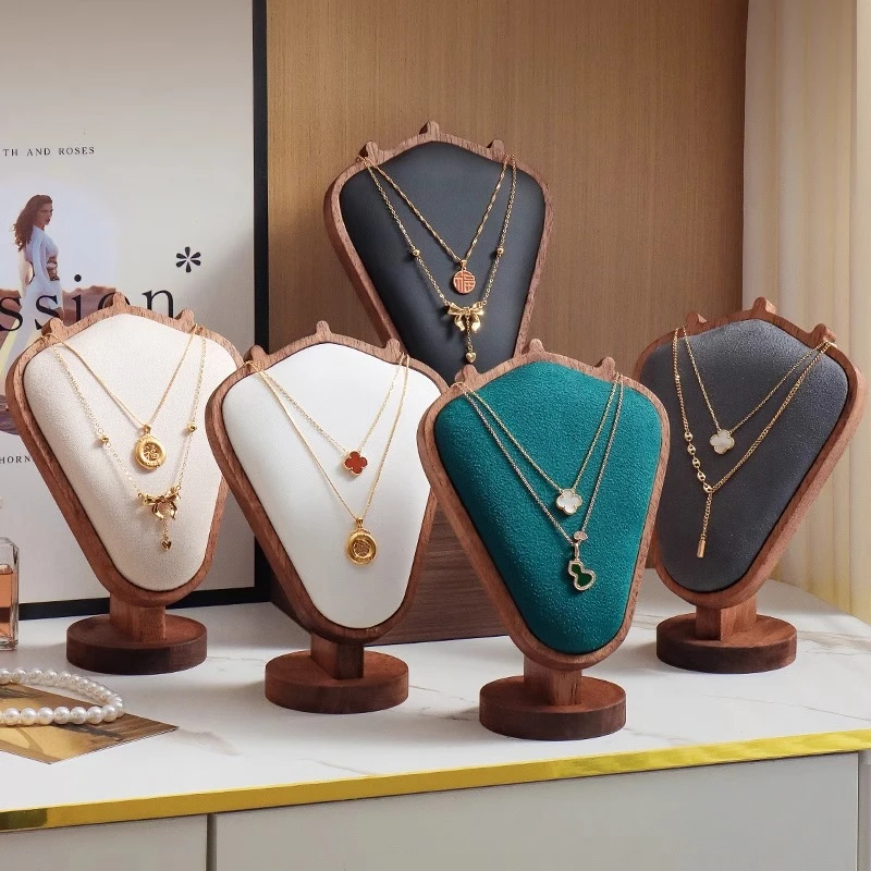 首饰展示架 胡桃木纹项链展示架模特项链架首饰橱窗展示道具陈列