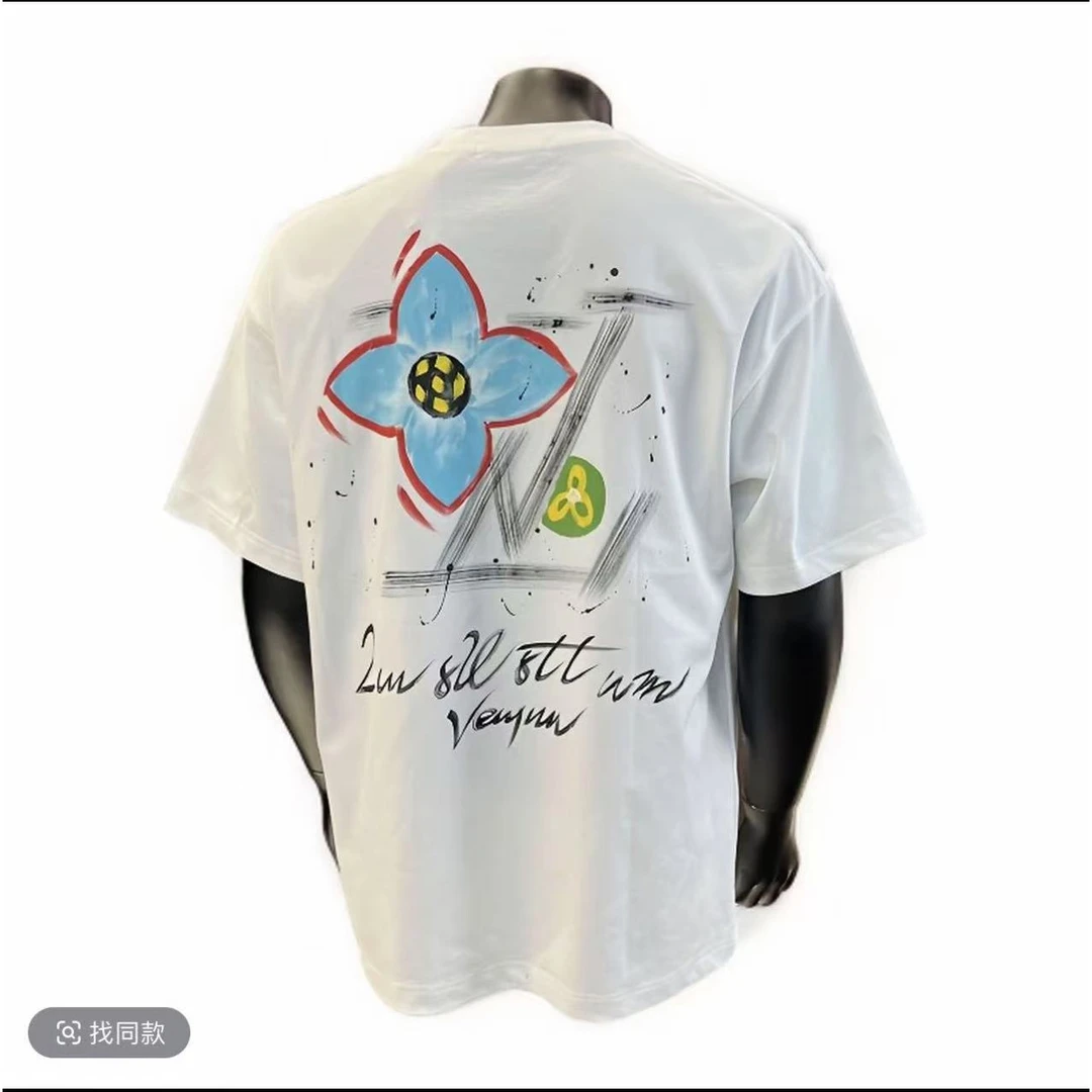 K38-2夏季新款痞帅个性印花潮牌四叶草百搭男休闲短袖情侣款短袖