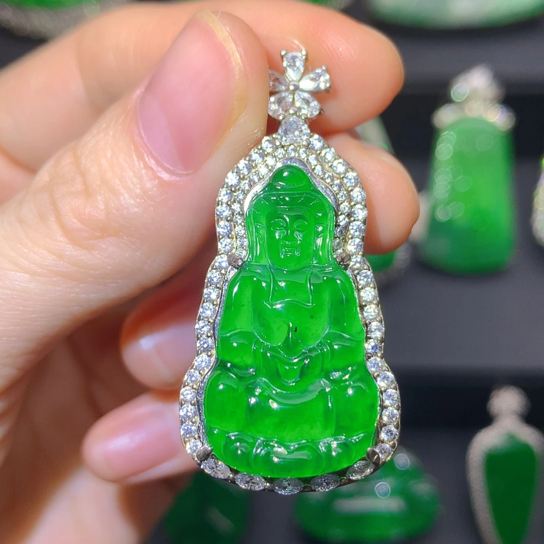 【闪购商品】翡翠银S925镶嵌吊坠(不含链)