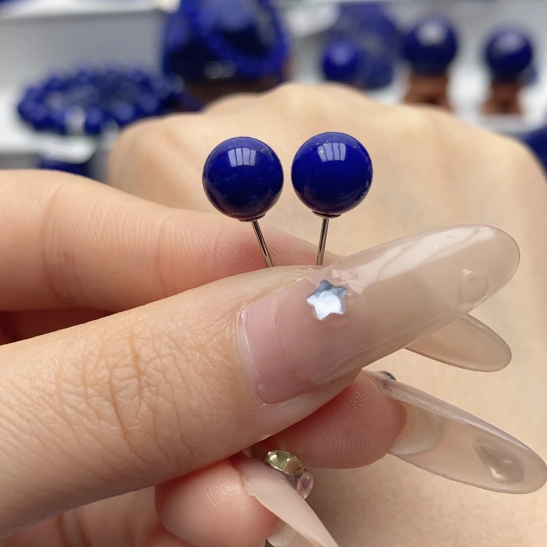 青金石未镶嵌耳饰8mm