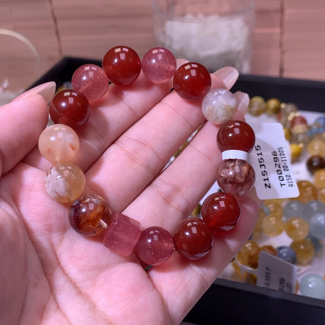 水晶手链银S925镶嵌红红火火