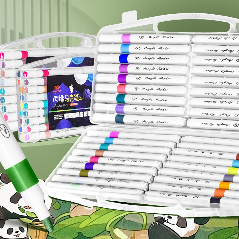 36色丙烯马克笔儿童小学生专用不透色可叠色一年级美术画画 618