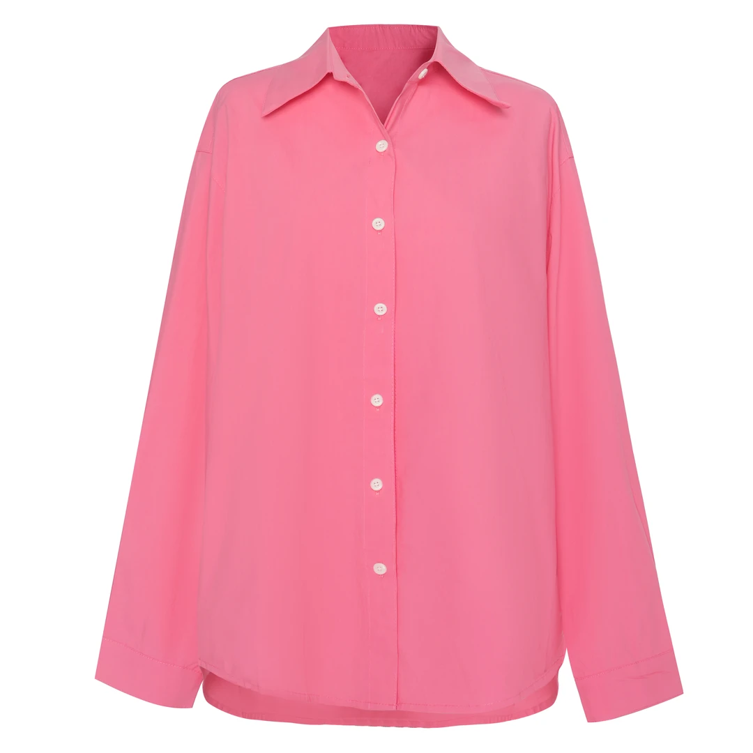 2025春夏新款时尚百搭简约宽松纯色女款长袖衬衫【207790】