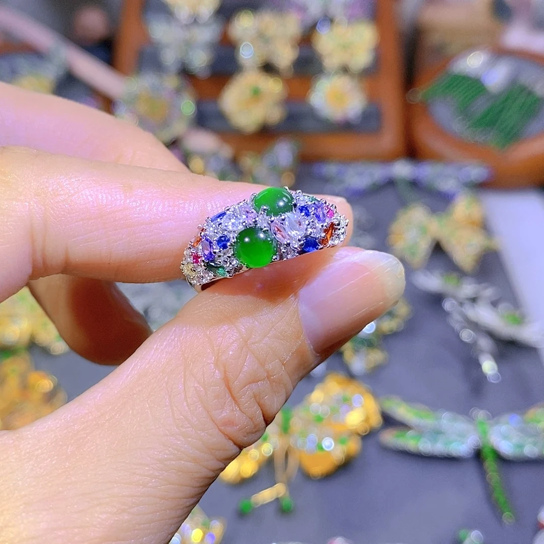 颈饰银S925镶嵌翡翠