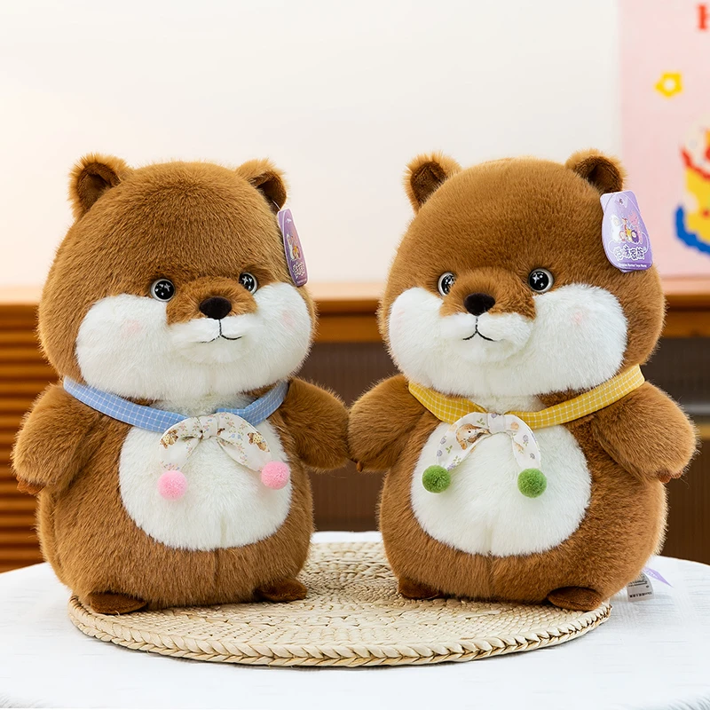 可爱卡通吱吱土拨鼠毛绒玩具萌趣围巾造型土拨鼠玩偶安抚生日礼物