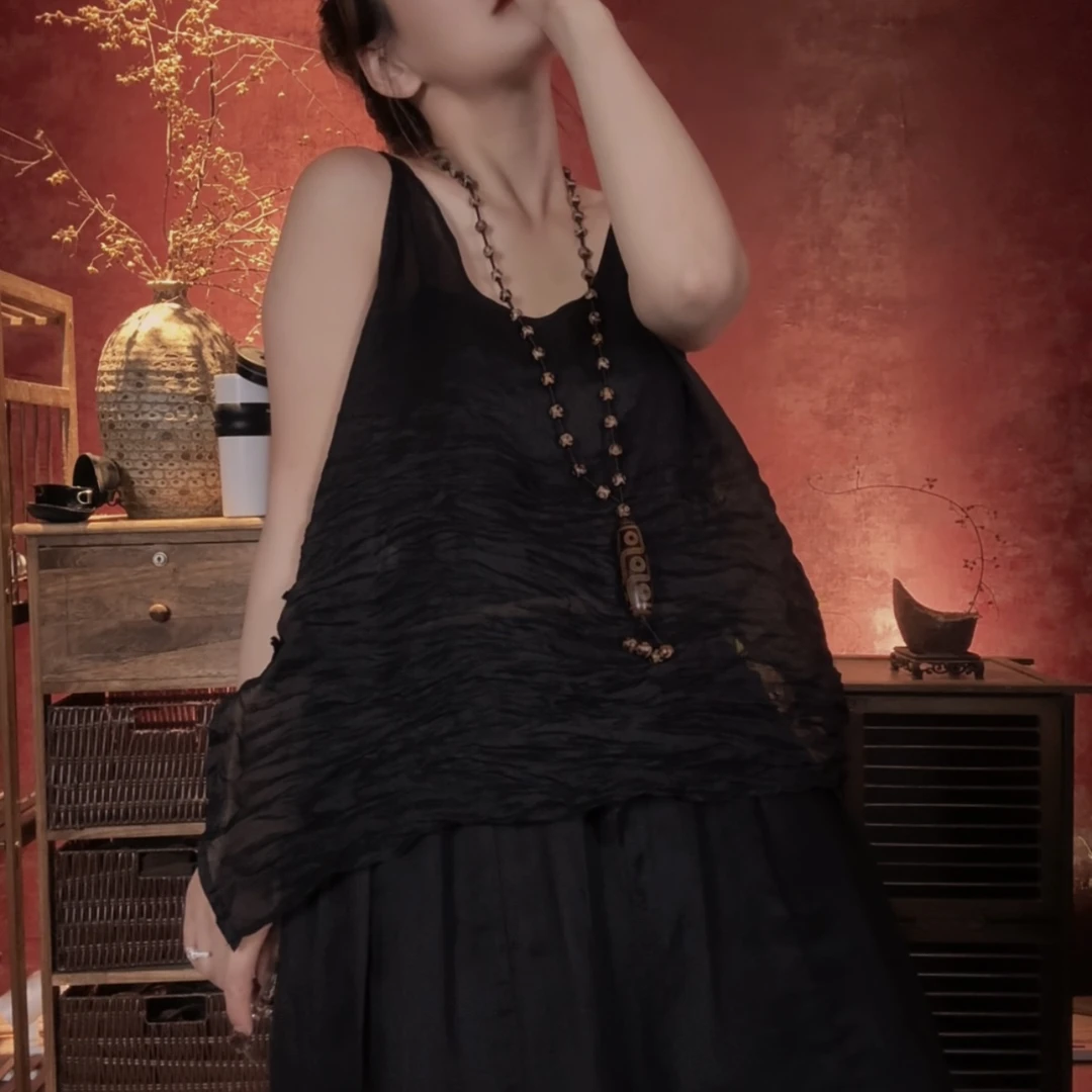 小妖精～苎麻盘扣吊带（衣长68胸围118左右）