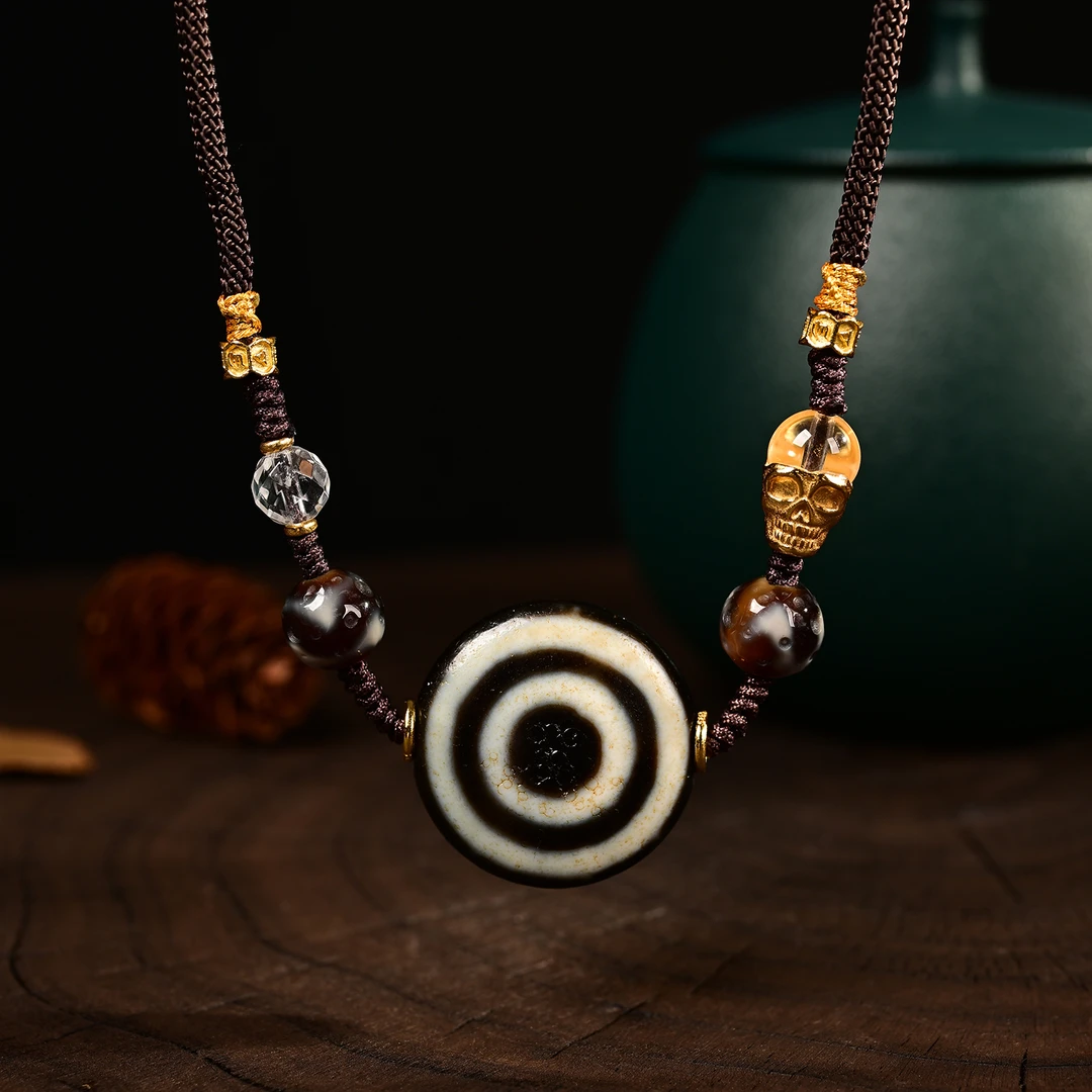 【熊总夫妇】手工设计羊板眼天珠锁骨链diy阿呆项链