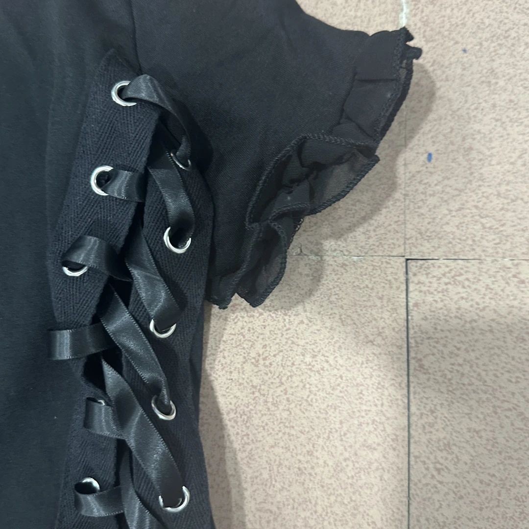 【反骨ZAI】千禧年女上衣短袖y2k系带#3300