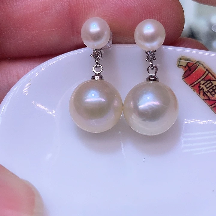 银S925镶嵌耳饰淡水珍珠