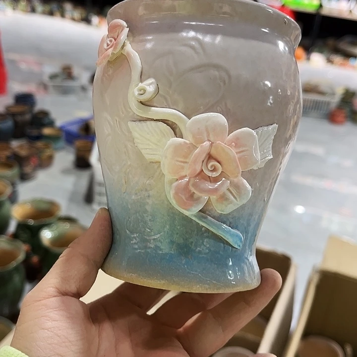 瓷片花盆多肉植物艺术品