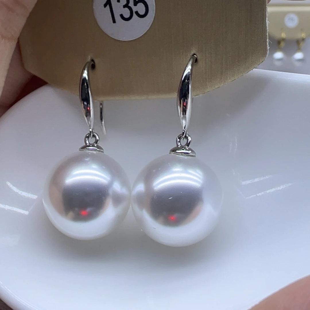耳饰银S925镶嵌淡水珍珠