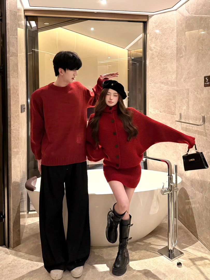 情侣装厚款冬季常规款慵懒风毛针织衫蝙蝠针织网红时尚毛衣