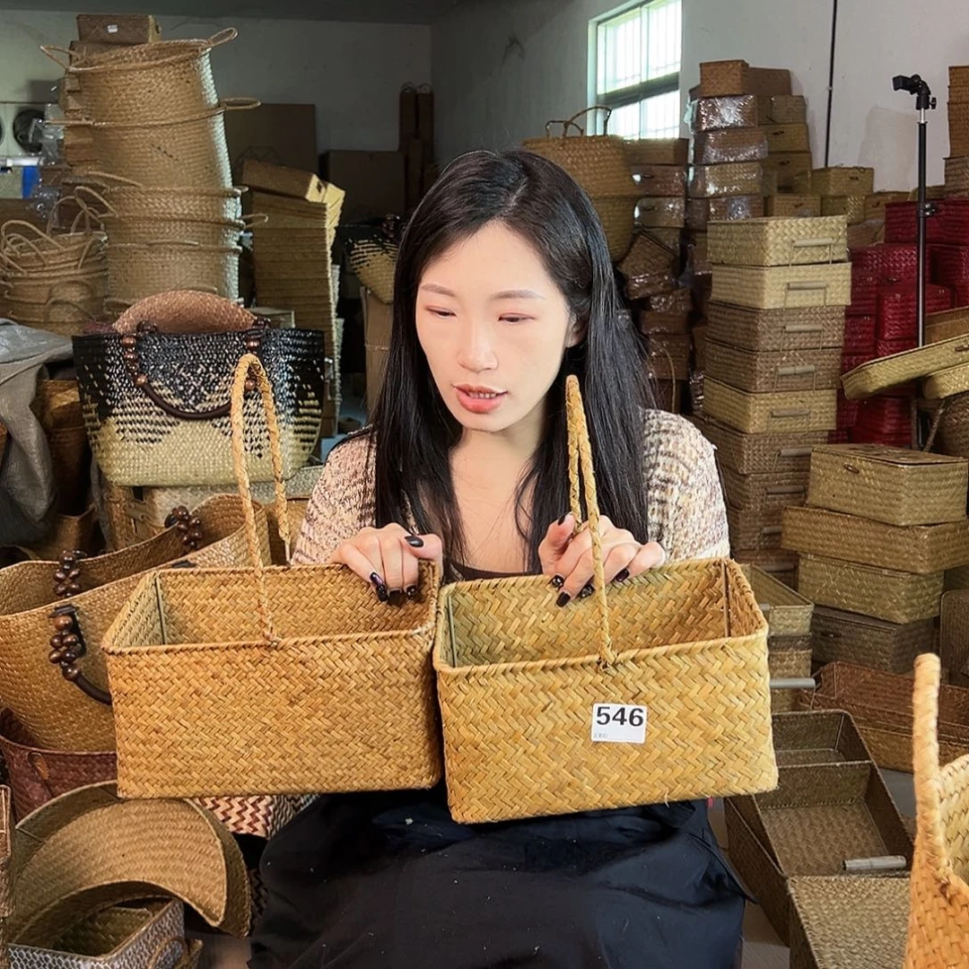 草编草编包/草编收纳盒带瑕疵