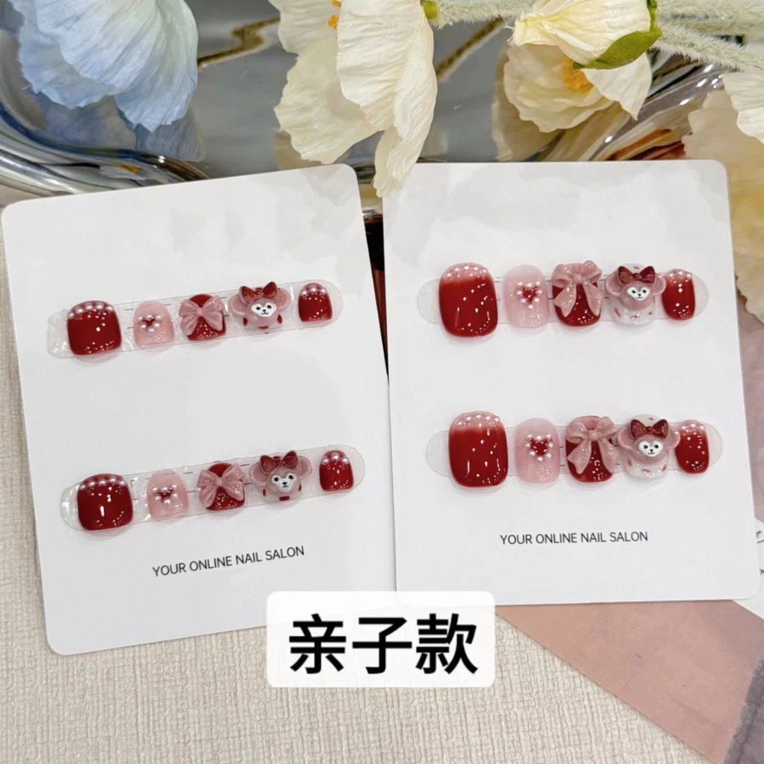 【亲子款】雪莉玫3-10岁小朋友美甲无毒无味纯手工穿戴甲甲片秋冬