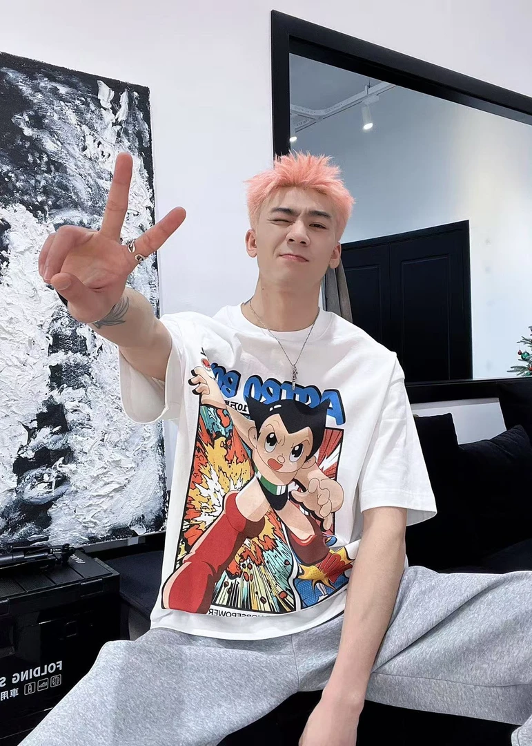 【断码清】YJNINESEVEN美式潮牌320g重磅纯棉T恤可爱动漫半袖潮9908