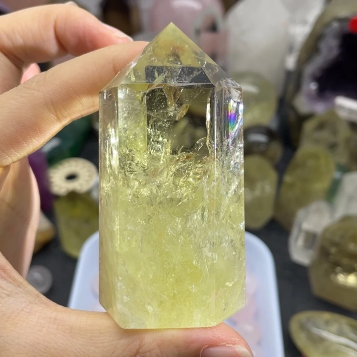 水晶珠宝半成品未镶嵌爆彩黄柱5