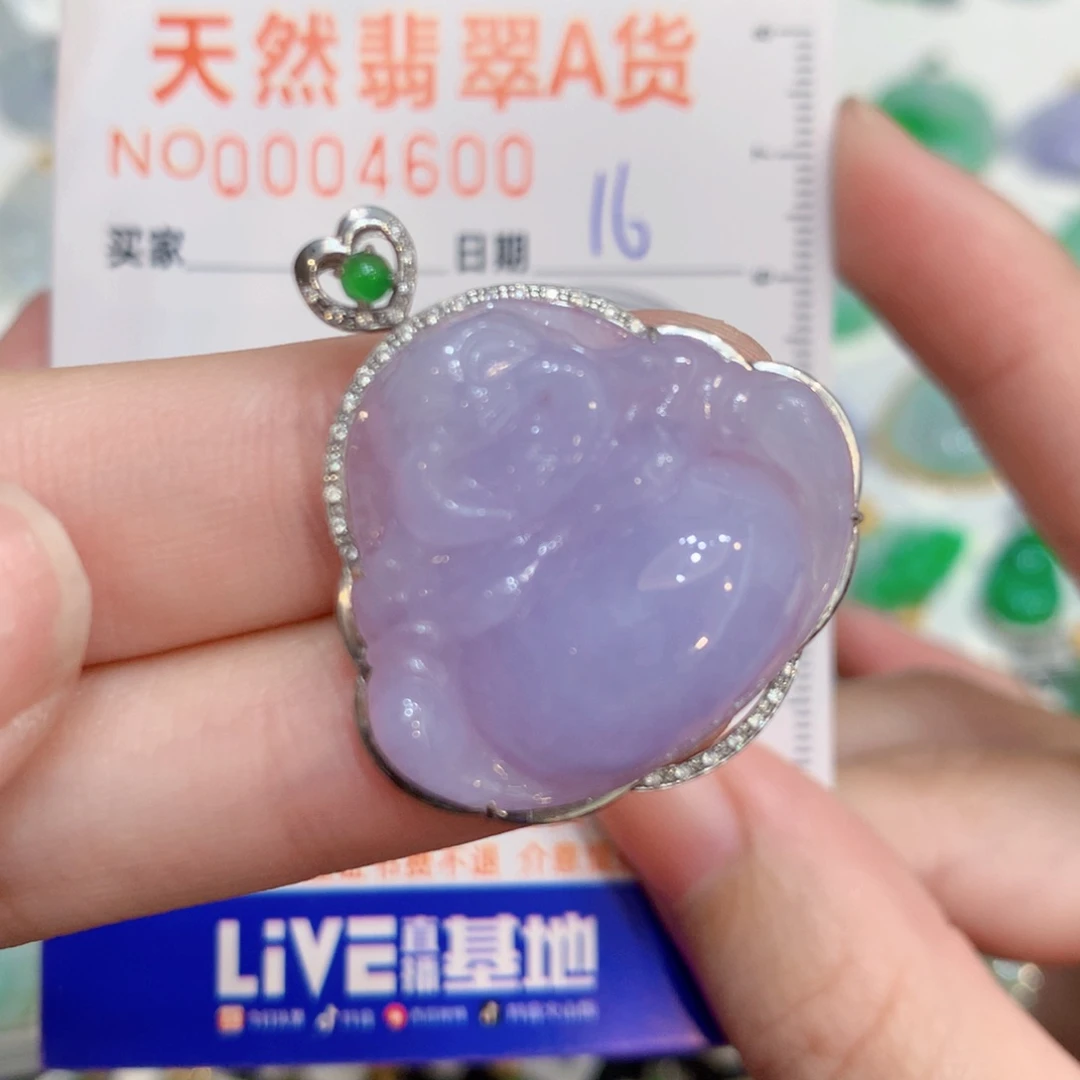 翡翠18K金镶嵌颈饰佛公