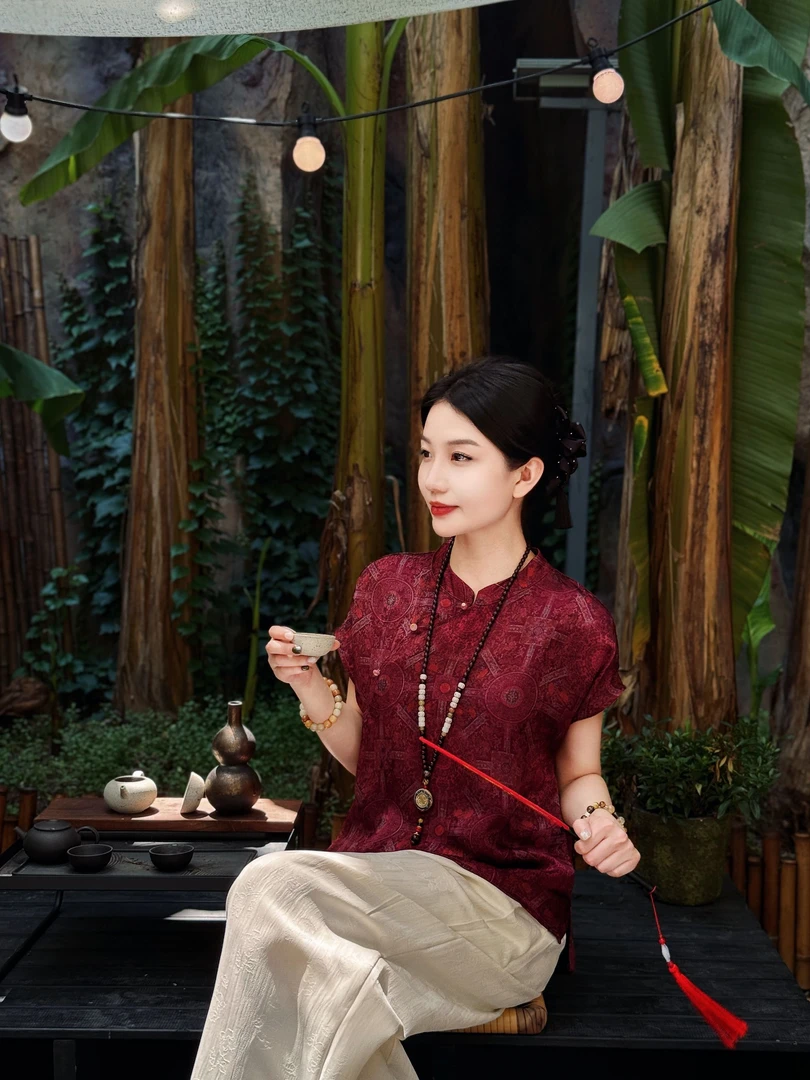 【北派丝府】瑶瑶私服“乌梅子酱”新中式国风提花小衫（D278）