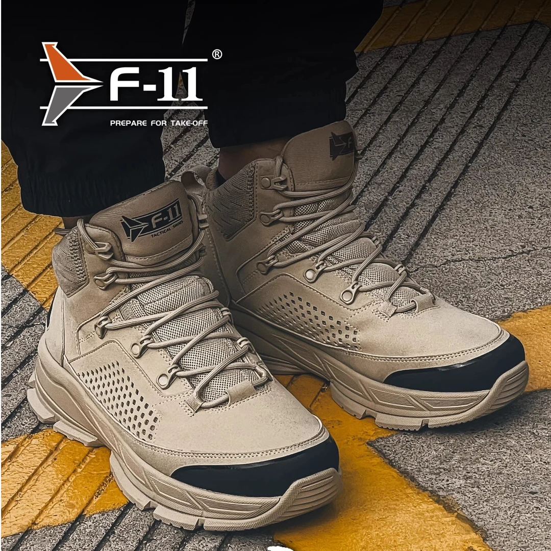 巾帼F-11玄武中帮战术跑鞋2.0疆场沙色轻便透气减震户外作战靴