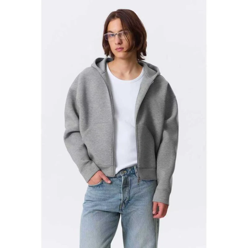 北欧订单 弹性纤维 空气层 立体短款情侣男女开衫卫衣外套 青年款