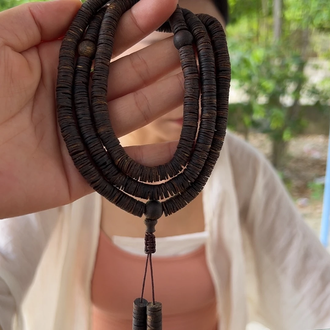 手串沉香丫***墩海南老白奇金丝红油沉水原母树皮油多圈一条