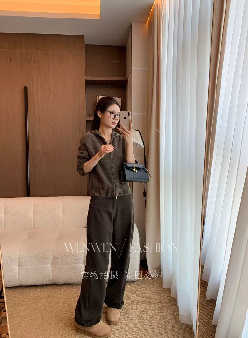 【现货】WEN 25新款100美丽诺羊毛休闲连帽拉链针织衫WWM0311