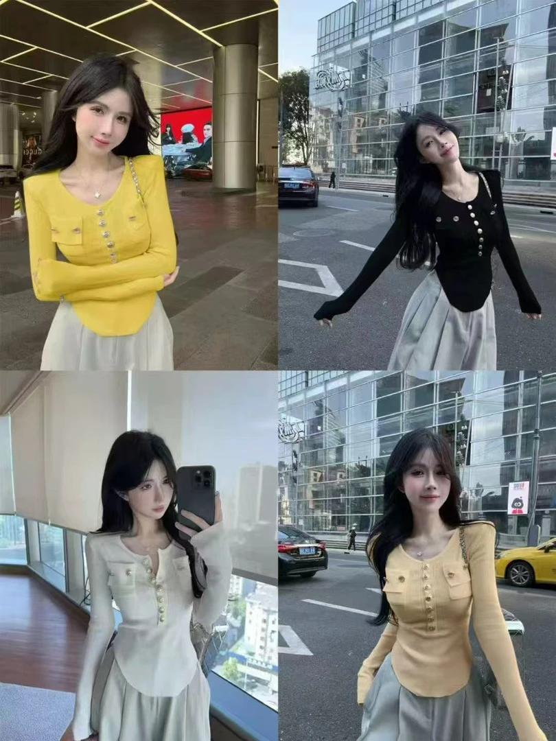 1712洋气时装纽扣保暖衫