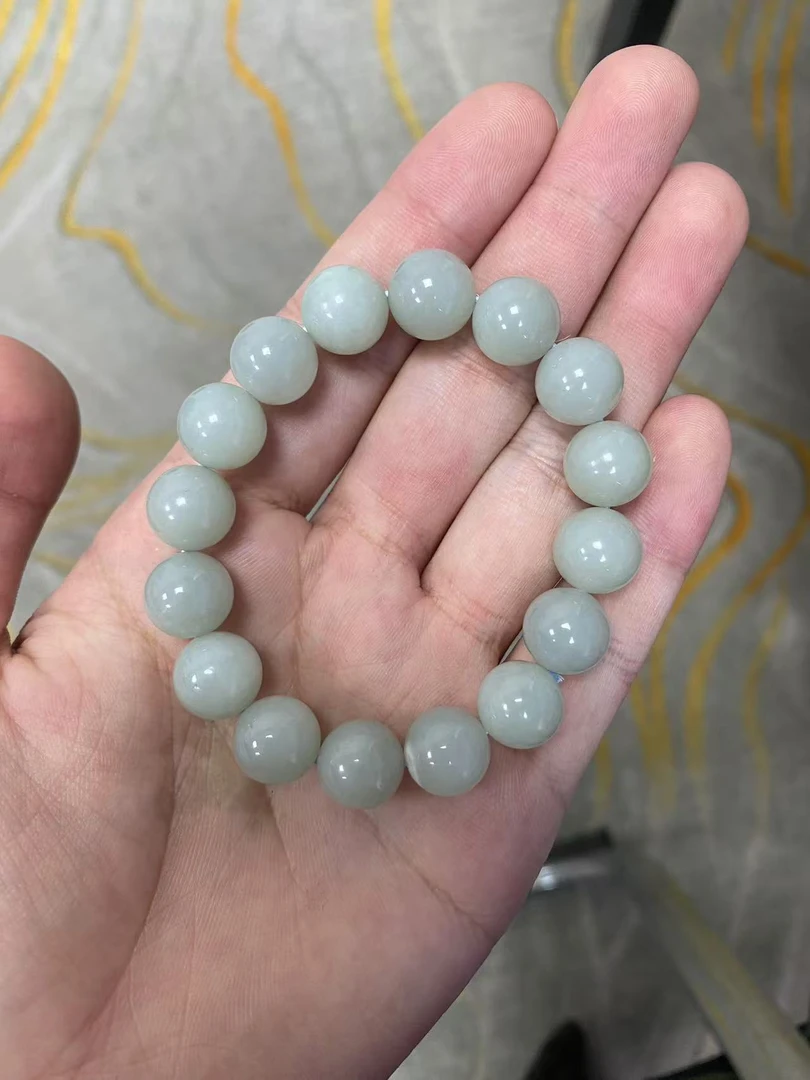 天然和田玉圆珠卡12手串（多样性发其一）