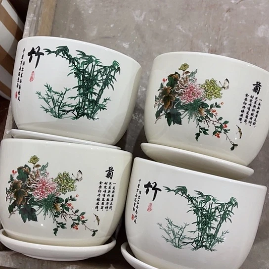多肉绿植陶瓷花盆9.9包邮，有孔