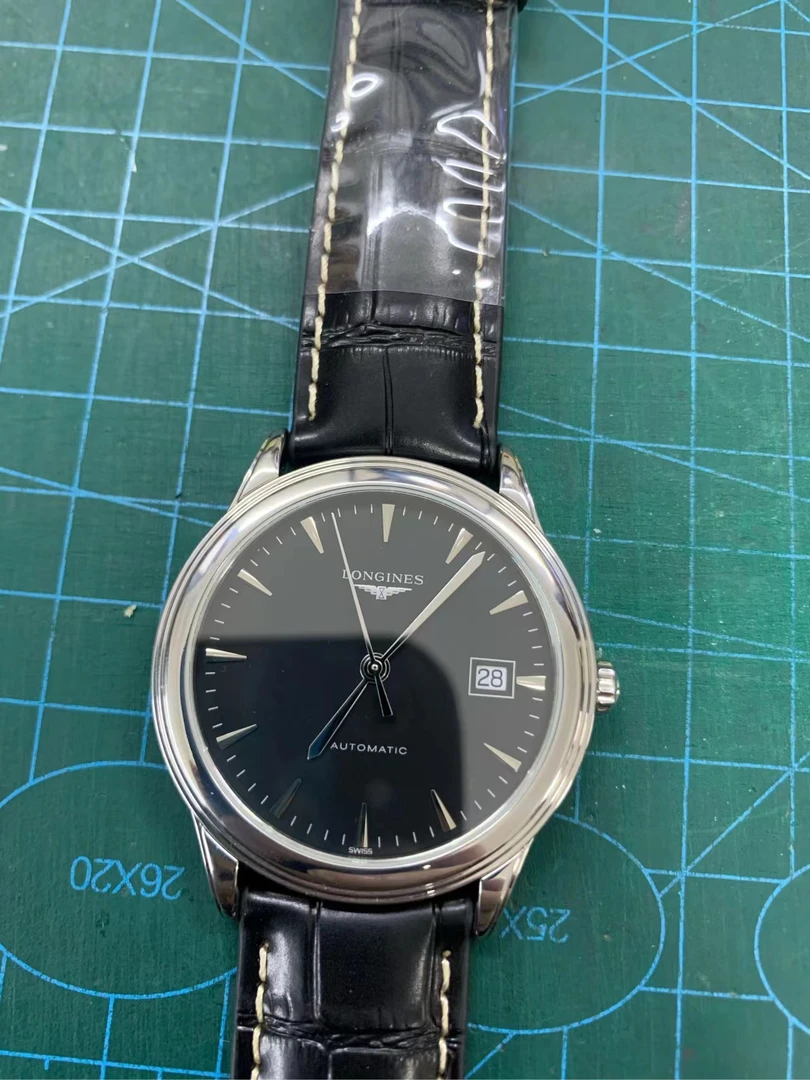 99新 Longines/浪琴 尖货名品/浪琴军旗黑盘皮带/874/38.5mm